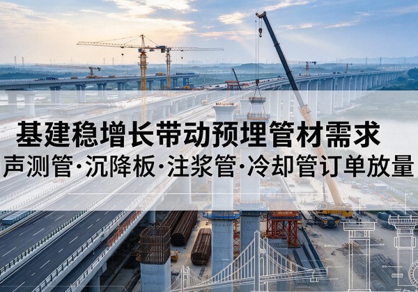绥江基建稳增长带动预埋监测管材需求，声测管、沉降板、注浆管订单持续放量